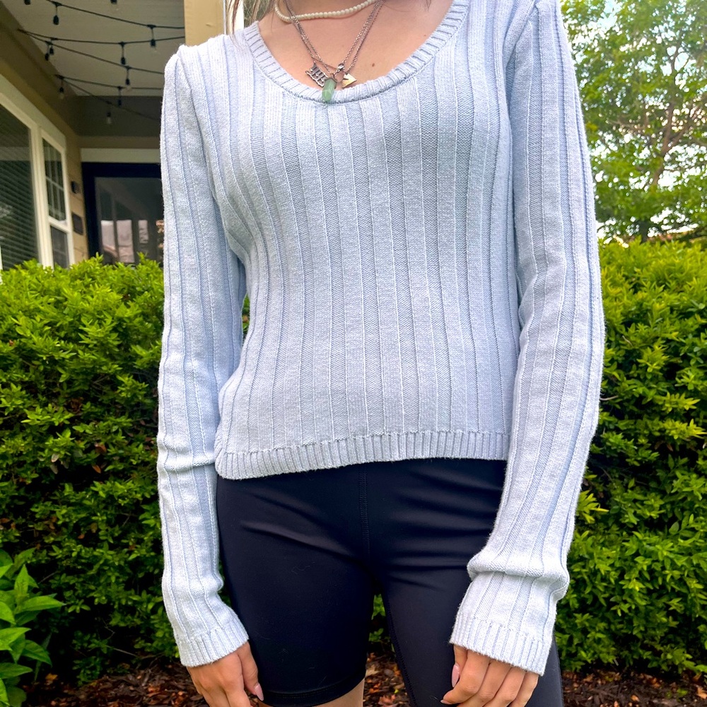 Wild fable blue open back sweater